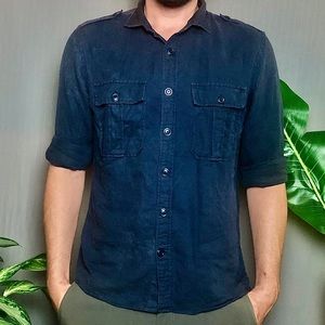 Express Dusty Navy Blue Button Down - Men’s